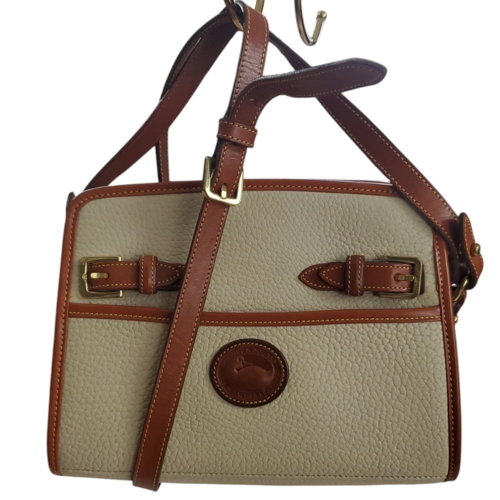 Dooney & Bourke Vintage All Weather Leather Crossbody Bag Cream Tan USA Made